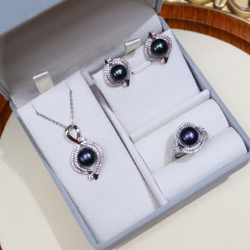 Freshwater Pearl necklace set 18K package gold 8-9 / 9-10mm