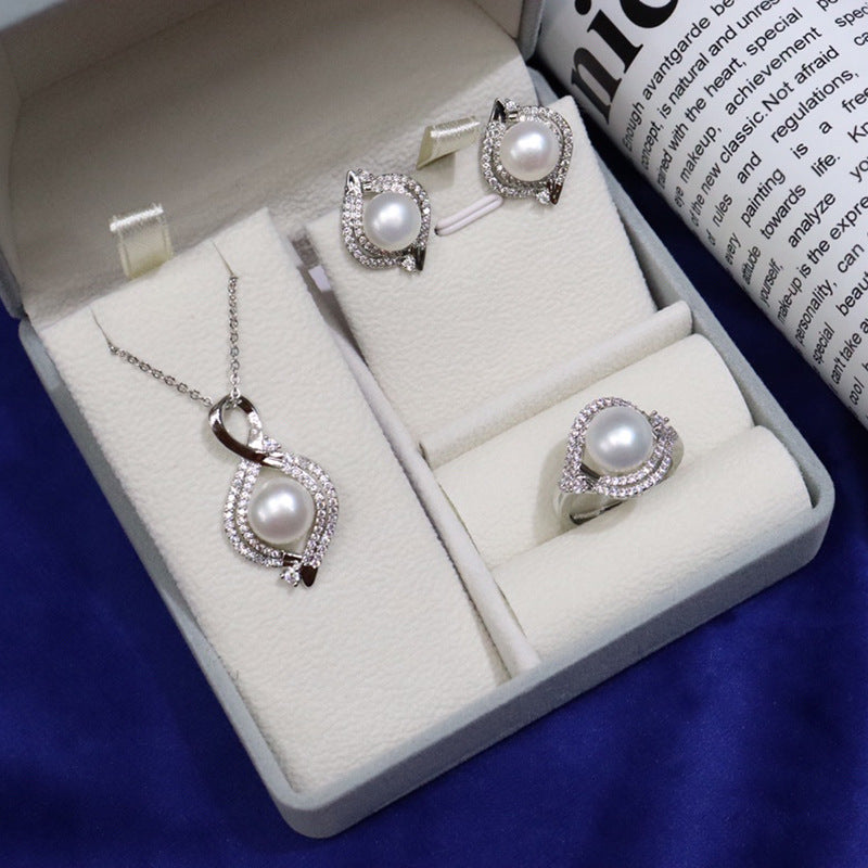 Freshwater Pearl necklace set 18K package gold 8-9 / 9-10mm