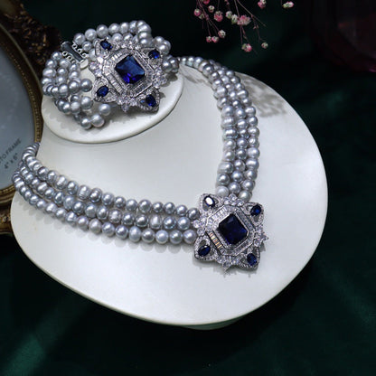 Freshwater Pearl Necklace, Bracelet Set 7-8mm