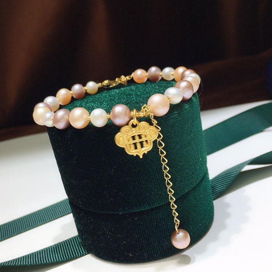 Freshwater Mixed Color Pearl Bracelet 6-8mm Ruyi Abacus
