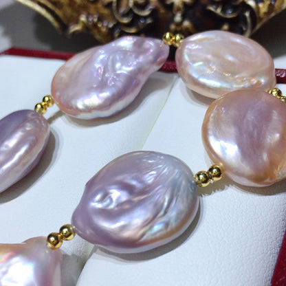 Natural Freshwater Pearl Bracelet - Colorful 16-17mm - 18K Gold Plated