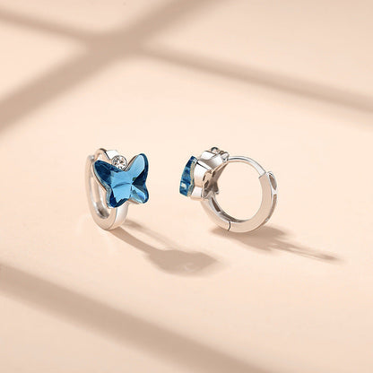 Butterfly Crystal Ear Buckles - 925 Silver