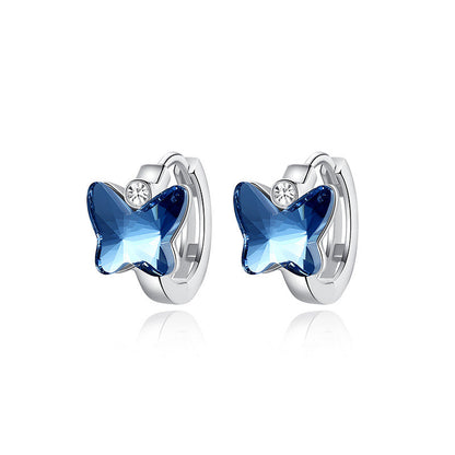 Butterfly Crystal Ear Buckles - 925 Silver