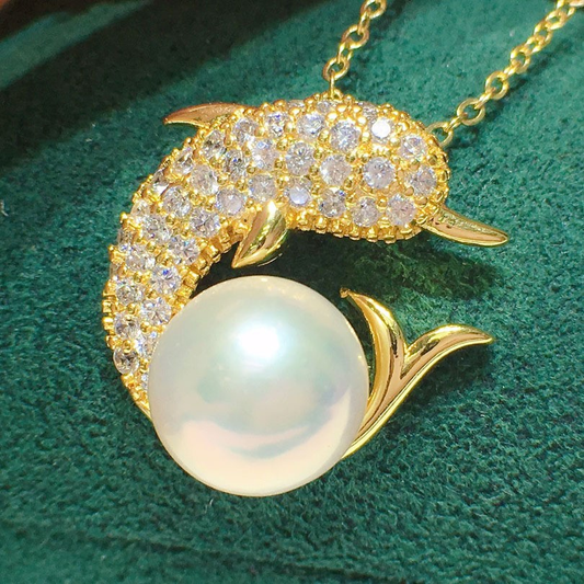 Dolphin Style 9-10mm Freshwater Pearl Pendant