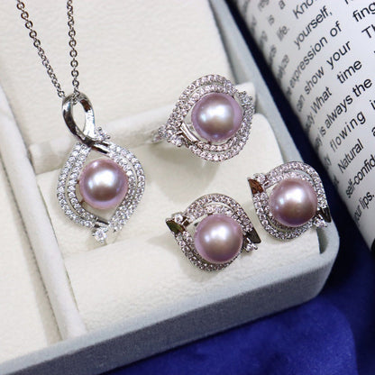 Freshwater Pearl necklace set 18K package gold 8-9 / 9-10mm