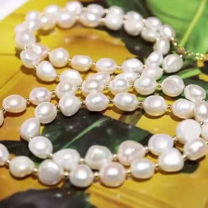 Baroque Natural freshwater pearl necklace 9-10mm