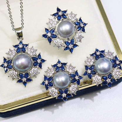 Full starry freshwater pearl set 8-9mm