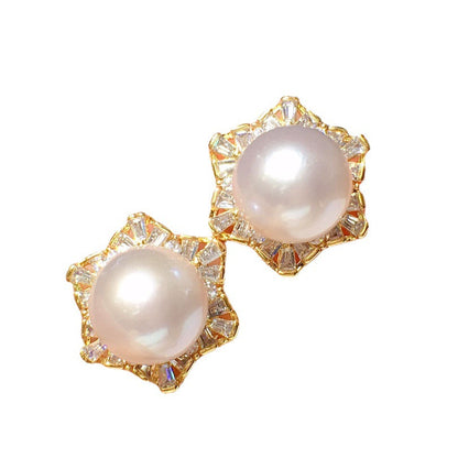 （Get free gifts）Natural freshwater pearl ring earrings pendant set white furnishing 10-11mm