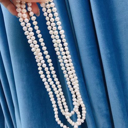 7-8mm freshwater pearl sweater chain necklace ---- A variety of wearable