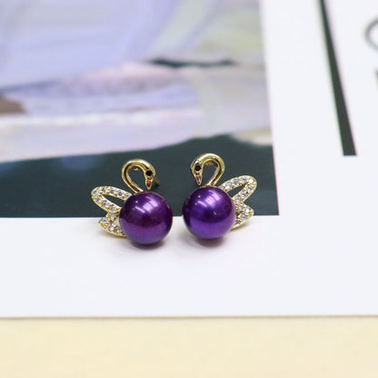 Freshwater Pearl Swan Earrings 7-8mm