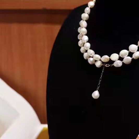 Baroque Natural freshwater pearl necklace 9-10mm