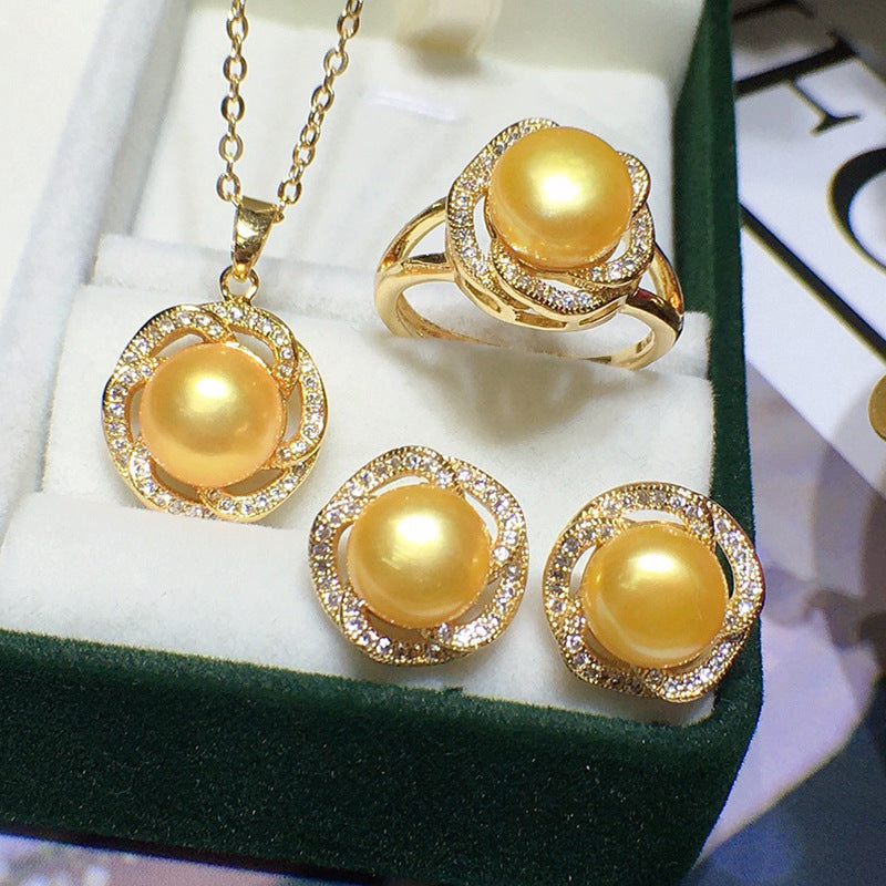 Freshwater Pearl Set 8-9mm Flower Three-piece