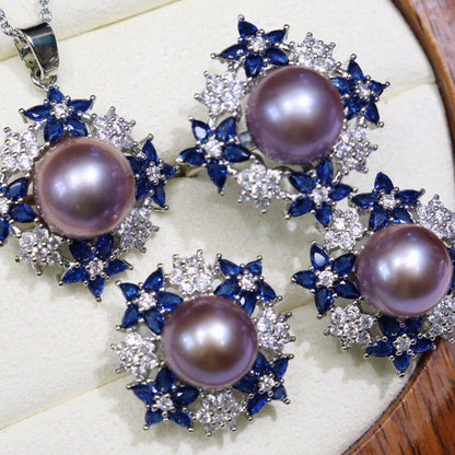 Full starry freshwater pearl set 8-9mm