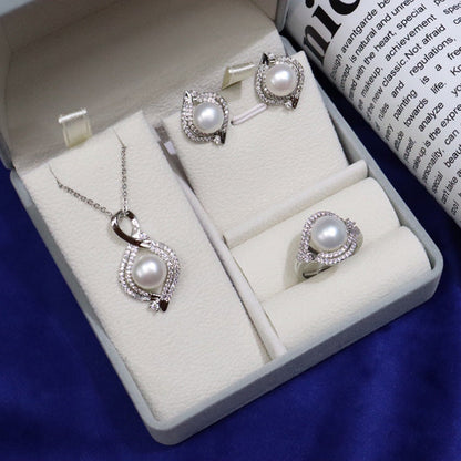 Freshwater Pearl necklace set 18K package gold 8-9 / 9-10mm