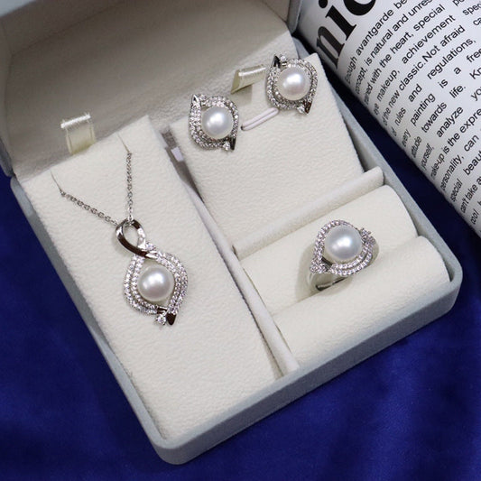 Freshwater Pearl necklace set 18K package gold 8-9 / 9-10mm