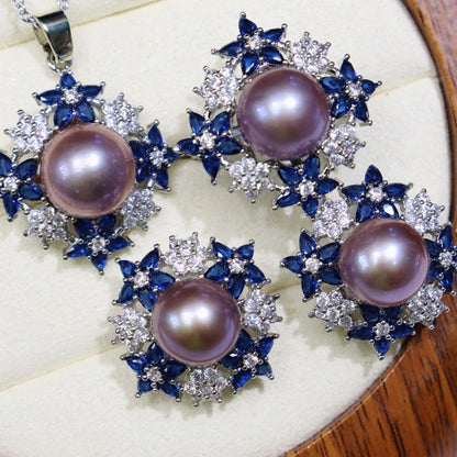 Full starry freshwater pearl set 8-9mm