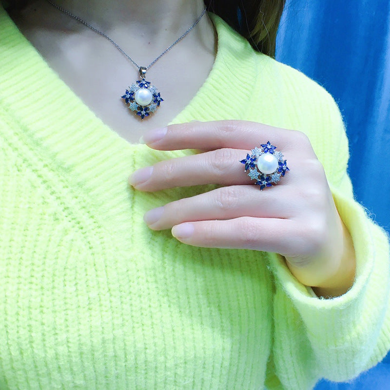 Full starry freshwater pearl set 8-9mm