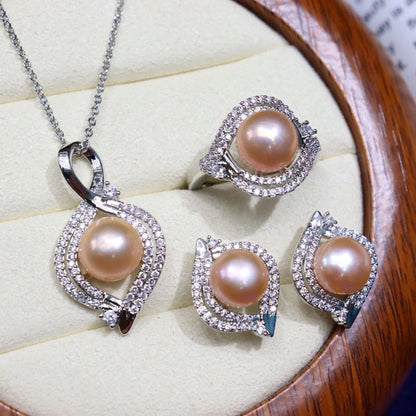 Freshwater Pearl necklace set 18K package gold 8-9 / 9-10mm
