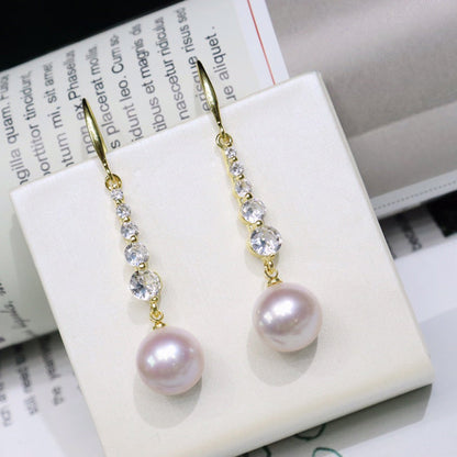 New style freshwater pearl ear hook female 9-10mm round