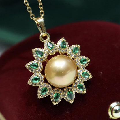 Freshwater pearl pendant 10-11mm-round-slightly flawed