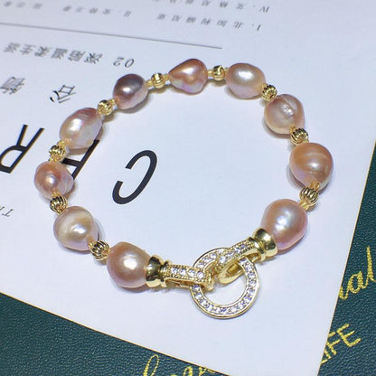 Baroque natural freshwater pearl necklace bracelet set purple big 10-11mm