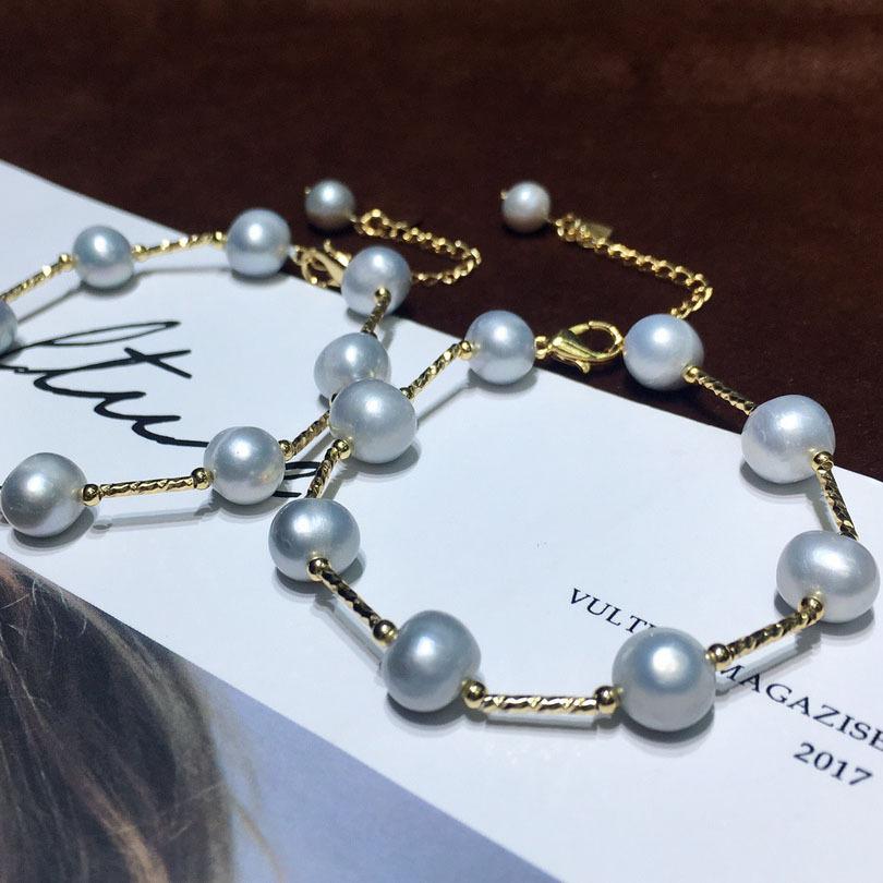 Freshwater ash pearl bracelet female 9-10mm