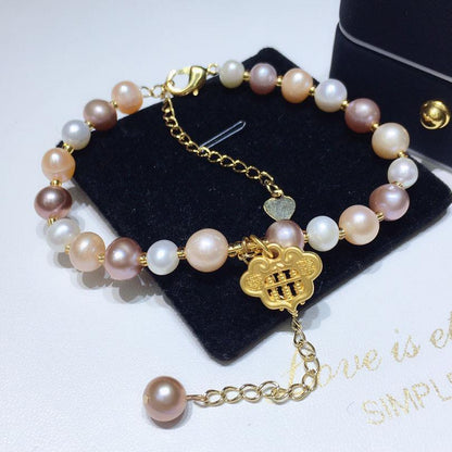 Freshwater Mixed Color Pearl Bracelet 6-8mm Ruyi Abacus